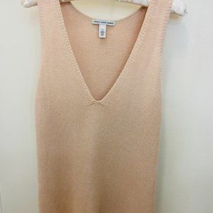 Cotton By Autumn Cashmere Sleeveless Vneck Sweater - Nude - M